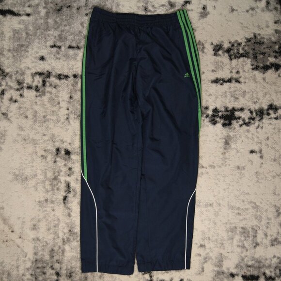 Y2K Adidas Green Stripes Nylon Trackpants - Picture 1 of 5